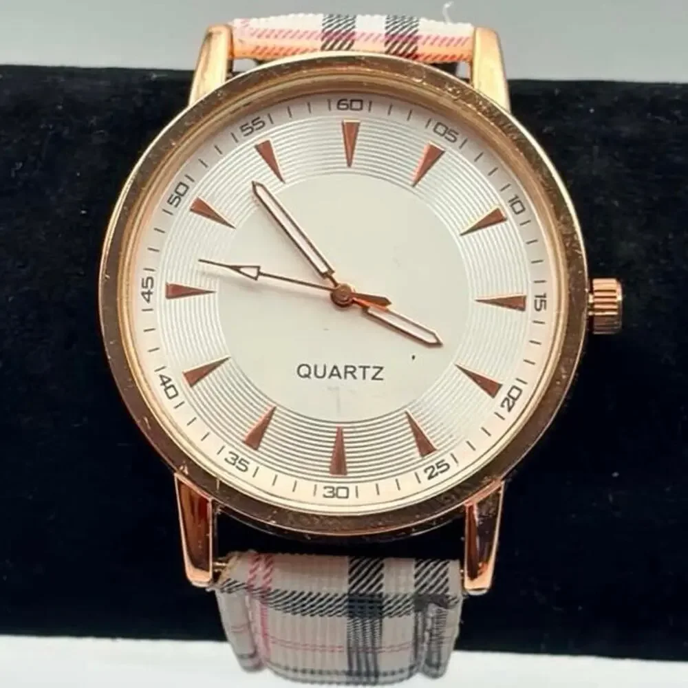 Rose Gold Plaid Men’s Watch